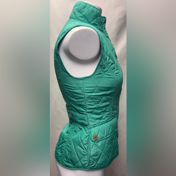 Lilly Pulitzer Getaway Quilted Vest in Jade green color gold-toned buttons XXS - Picture 10 of 14